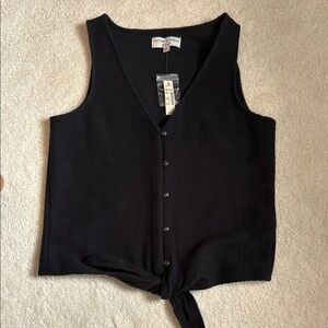 Button-Front Black Top